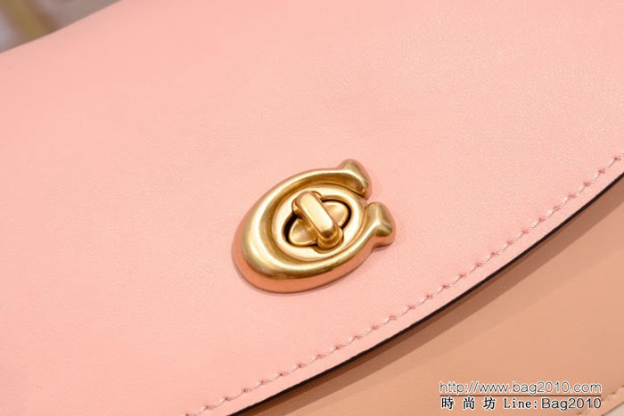 COACH蔻馳 26851 新款拼色 鏈條單肩斜挎女包 光面羊皮 內裏全反毛皮  Chz1021